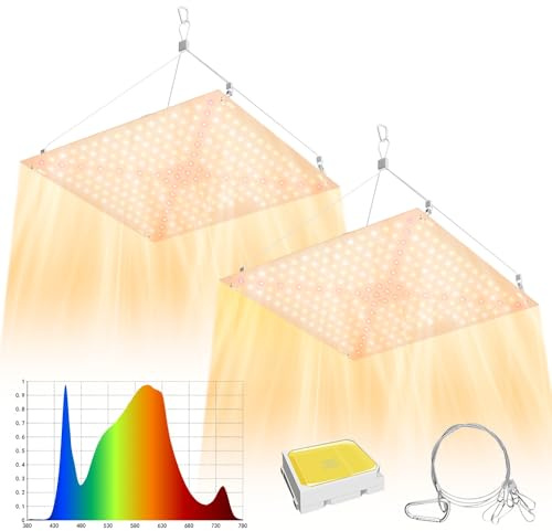 2Pack Vollspektrum Pflanzenwachstum Lampe 240leds Grow Light Wachstumslampe für Zimmerpflanzen 100W Gewächshaus Saatgut Früchte Gemüse Blume UV IR Hydroponic Rot+Blau Hängend Pflanzenlicht 45x45cm
