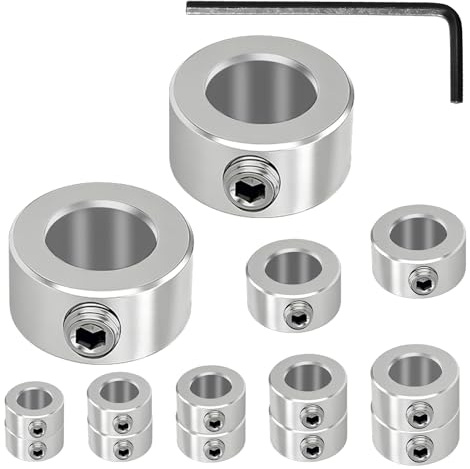 Tulov 14 Stück Tiefenanschlagringe Set,3-12mm Tiefenanschlag für Bohrer,Edelstahl Bohrtiefenbegrenzer,Stellungsregler Ring mit Sechskantschlüssel,Tiefenstopp Stellringe Set für Bohrer Holzbearbeitung