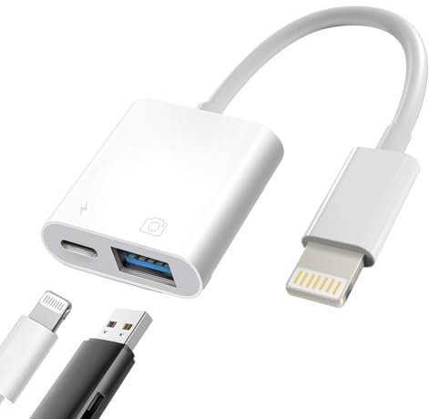 [Certificato Apple MFi] Adattatore da Lightning a USB per fotocamera con porta di ricarica per iPhone, adattatore OTG femmina USB ad alta velocità e portatile per iPad, supporta chiavette USB