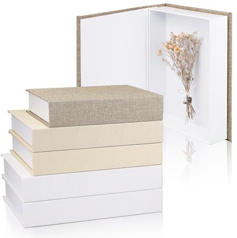 Malloom 6 Pcs Decorative Books for Home Decor Modern Linen Covered Book Set Fake Books for Bookshelf Shelves Mantel Tiered Tray Hotel Display