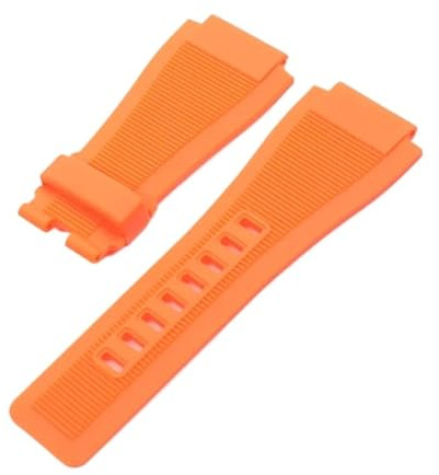 SRTYDCUR Schwarz-blaues Gummiarmband mit Dornschließe, Zubehör, kompatibel Bell Ross-Armband BR01 BR03, 24 mm, wasserdichtes Outdoor-Armband(Orange,Without Buckle)