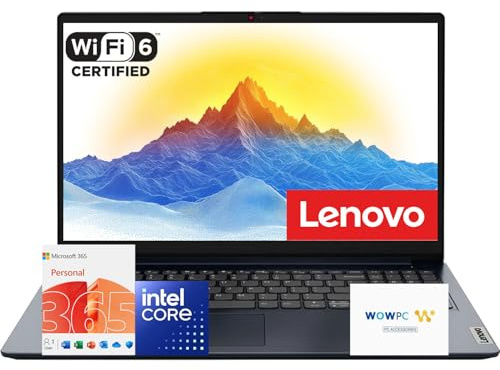 Lenovo Ideapad 15.6 Laptop with Microsoft Copilot AI & Office 365 | Intel Core | 2.5TB Storage (2TB SSD + 512GB External) | 1TB Cloud Storage | Wi-Fi 6 | 10HR Battery | Windows 11 | WOWPC Bundle