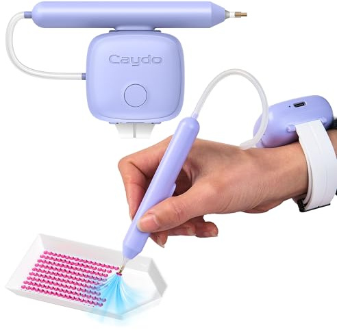 Caydo Electric Diamond Art Pens for Diamond Painting, Purple, EP5 | No Wax Need, Wearable, Wireless, Rechargeable Vacuum Diamond Art Pen, Low Noise Diamond Paint Accessories & Tools for Adults