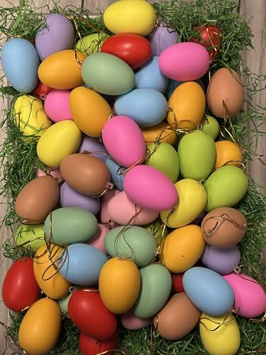 ADINA Ostereier Kunststoff Bunt 100 Stück – 6 cm mit Aufhängung – Wiederverwendbare Ostereier für Osterdeko, Osterstrauch, Ostereiersuche & Basteln