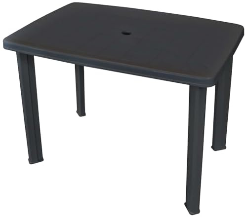 HFXHIJXQ Gartentisch Anthrazit 101x68x72 cm Kunststoff wetterfest mit Schirmloch 3,6 cm, platzsparend leicht für Terrasse Balkon Camping, Modernes Design & pflegeleicht für Outdoor Essen