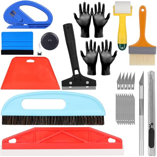 15 PCS Wallpaper Tool Kit, Multi-Function Wallpaper Smoothing Tool with Wallpaper Brush,Squeegee,Seam Roller, Trimming Tool,Wallpapering Tools for Wallpaper,Murals,Window Film DIY Home Decor Tools