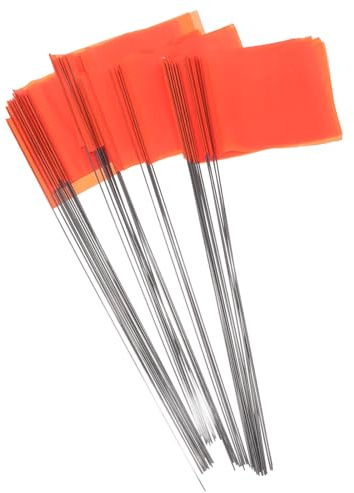 MAGICLULU 50pcs Fade-resistant Orange Marker Flags with Steel Wire Poles for Lawn Marking, Underground Utilities, and Construction, as Sturdy Flag Decorations for Irrigation and Survey