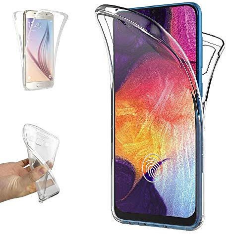REY Coque pour Samsung Galaxy A50 - A50s - A30s, TPU Transparent 360 Degres Full Body Protection
