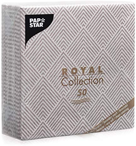 50 Servietten ROYAL Collection 1/4-Falz 40 cm x 40 cm braun Elegance 86498 Papstar Premium stoffähnlich hochwertig Qualität stabil gute Faltbarkeit