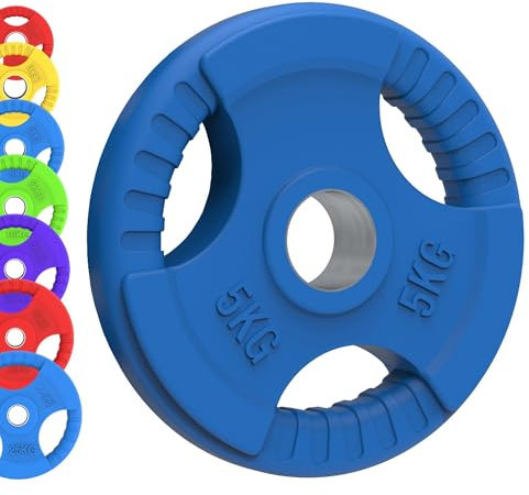 Body Revolution Rubber Olympic Tri Grip Radial Weight Plates– Cast Iron Discs for 2” 50mm Bars (1.25kg - 25kg) (25kg pair)