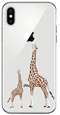 iPhone X Case,iPhone X Cover,Shinetop Cute Creative Animal Pattern Clear Design Printed Transparent Soft TPU Bumper Case Silicone Gel Slim Fit Protective Case Cover for iPhone X (2017) 5.8-Giraffe