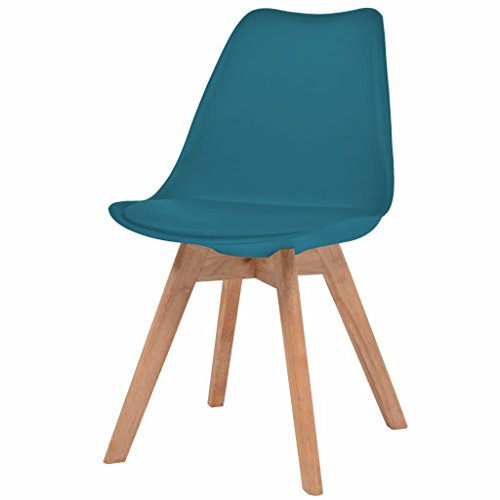 vidaXL Esszimmerstühle 4 STK., Esszimmerstuhl mit Rückenlehne, Essstuhl Küchenstuhl mit Holzbeinen, Stuhl für Esszimmer Küche, Türkis Kunststoff