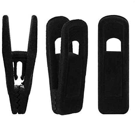 Tinfol Velvet Kleiderbügel Clips 24 Stück, Hosen Kleiderbügel Samt Clips, starker Finger beflockt Clips ideal für Verwendung mit schlanke Kleiderbügel, Samt, schwarz