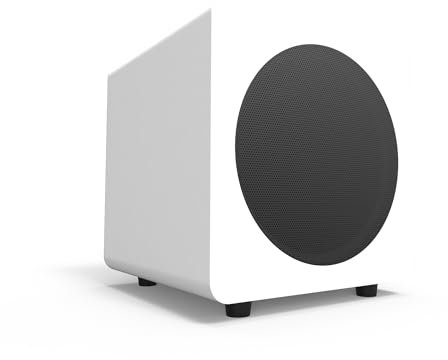 Kanto Subwoofer alimentato SUB8MW | Driver cono in carta da 8 pollici | Potente estensione dei bassi | Bianco opaco
