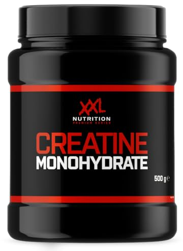 XXL Nutrition - Creatin Monohydrat Pulver - Ohne Zusätze - Muskelaufbau, Reines & Mikrofeines Kreatin Monohydrat - Geschmacksneutral - 500 Gramm