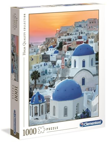 Clementoni 39480 Santorini Puzzle 1000 Teile, Geschicklichkeitsspiel für die ganze Familie, buntes Legespiel, Erwachsenenpuzzle ab 14 Jahren Mehrfarben