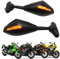 MISS MOLY Schwarz Motorrad Blinklicht Rückspiegel mit LED Pfeil Indikator Für CBR GSXR YZF (Matt Schwarz + Rauchglas)