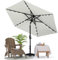 MasterCanopy 230 cm Sonnenschirm mit 24 Solar-LED Patioschirm Gartenschirm Terrassenschirm Tischschirm Martkschirm, Hellgrau