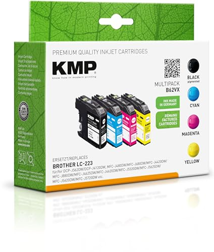KMP Tintenpatrone passend für Brother LC223BK, LC223C, LC223M, LC223Y Multipack - B62VX - für DCP-J562DW DCP-J4120DW, MFC-J480DW MFC-J680DW MF... etc.