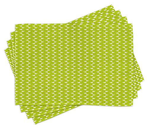 ABAKUHAUS Osterhase Platzmatten, Nizza Doodle, für den Esszimmer Küche Farbfester Waschbarer Digitaldruck, Gelb Grün und Weiß