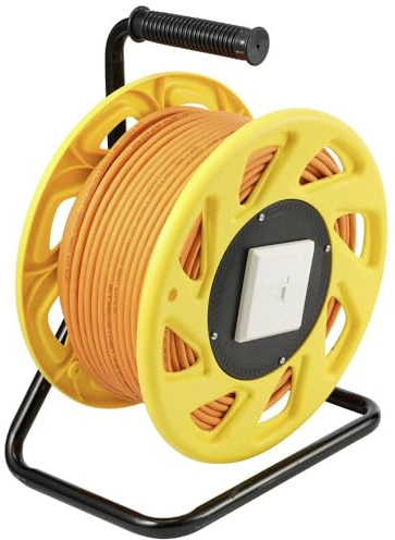 Câble réseau avec enrouleur Renkforce RJ45 réseau informatique CAT 7a S/FTP 90.00 m orange rond