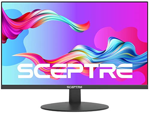 SCEPTRE IPS Monitor per computer aziendale da 24 pollici 1080p 75Hz con altoparlanti incorporati HDMI VGA, nero macchina (E248W-FPT)