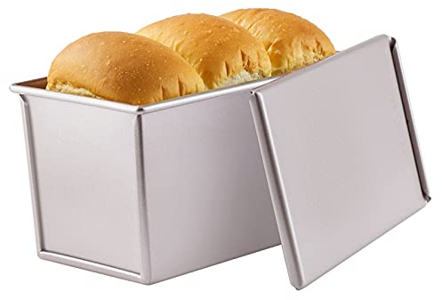 CHEFMADE Pullman Loaf Pan mit Lip, 0,99 Lb Teig Kapazität Nicht-stick Rechteck Flache Toast Box für Ofen Backen 4.2 x 7.7x 4.4 (Champagne Gold)
