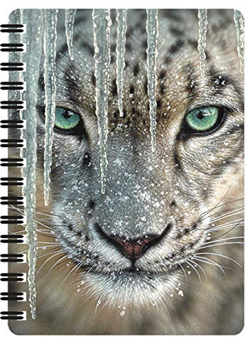 3D LiveLife Jotter - Blaues Eis von Deluxebase. Linsenförmiges 3D Schneeleopard A6 Spiral-Notizbuch. Ein liniertes Notizbuch mit Kunstwerken, lizenziert vom renommierten Künstler Collin Bogle