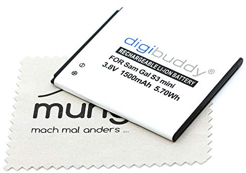 Batterie de Rechange pour Samsung Galaxy Trend GalaxyS DuoS Galaxy Ace2 GalaxyS3 Mini (remplace la Batterie d'origine EB425161LU EB-F1M7FLU) OTB avec Chiffon de Nettoyage d'écran mungoo