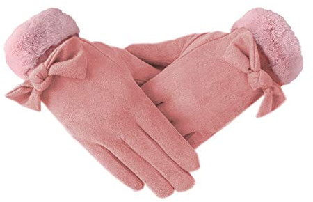 DEBAIJIA Gants Cashmire Laine Épais Femme Thermique Écran Tactile Fille Couche Velours Anti-froid Doux Chaud Automne Hiver (Rose)