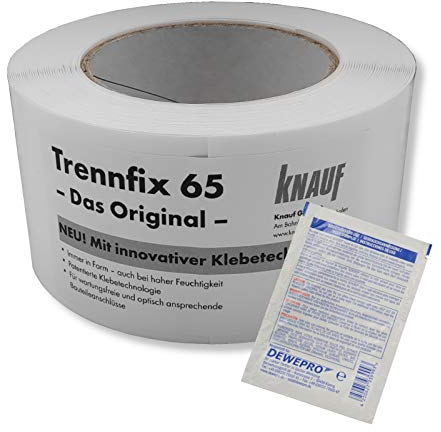 DEWEPRO Set: KNAUF Trenn-Fix 65 - Trennstreifen für Anschlussfugen 50m Rolle inkl. 1 St. DEWEPRO SingleScrubs