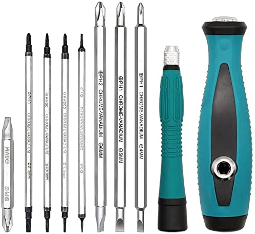 TOOLSTEK Magnetic Slotted Phillips Screwdriver Sets Multi-Bit Long Double Sided Inserts Pentalobe Kit Electronics Screw Drivers Repair Tools for Cell Phone, Tablet, PC MacBook