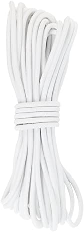 Okaei Gummikordel 3mm x 5m - Hochwertiges Gummiseil in Weis, Flexibles Gummiband/Hutgummi/Rundgummi - Ideal für DIY Projekte und Handwerk