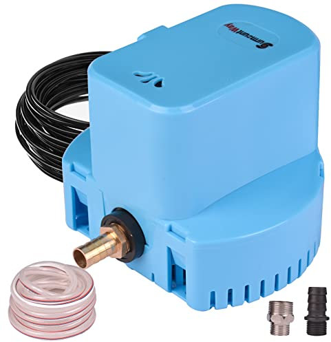 Pompa automatica per copertura piscina 1200 GPH, 1/6-HP, 110V, incluso tubo di drenaggio da 16 ' e 3 adattatori (blu)