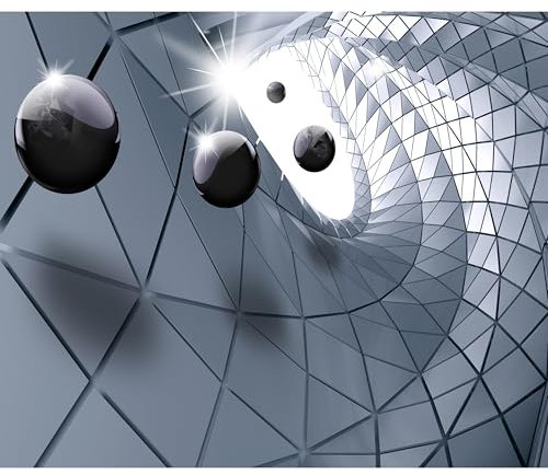 decomonkey - Papier Peint Panoramique 3d Effet Abstrait Abstraction 450x315 cm - Décoration murale - Abstraction figures géométriques géométrique bleu moderne tunnels lumineux