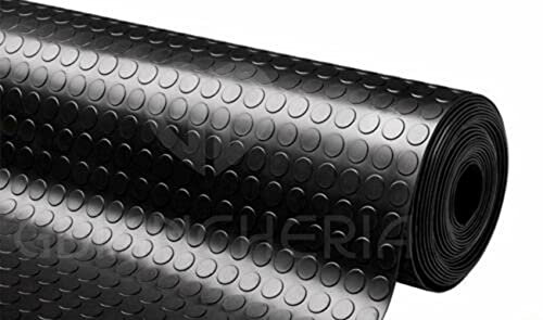 GBiancheria Pavimento Tappeto Bollato in PVC col. Nero Antiscivolo Flessibile e Resistente (1x2)