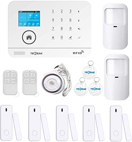Système d'alarme Sécurité sans Fil Prise en Charge WiFi / 2G / 3G / 4G, TECPEAK Kits de sécurité pour la Maison, HomeSecure Compatible avec Amazon Alexa & Google Home (Version française)
