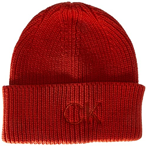 Calvin Klein Damen Essentials Beanie K60K608660 Hüte, Orange (Deep Orange), OS