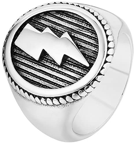 Dsnyu Ringe für Männer, Blitz Ringe Punk Gothic, Edelstahl Ring Herren für Bruder, Größe 54 (17.2) Silber