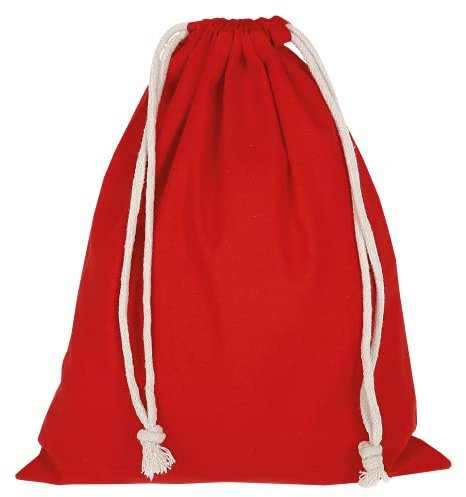 TEXXILLA Zuziehbeutel - Baumwolle | OEKO-TEX 100 zertifiziert | 25x30cm | Jutebeutel | Einkaufstasche | unbedruckt, Farbe:rot