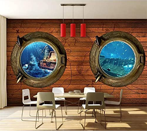 Papier Peint Chambre Enfants Garçons 3D Papier Peint Mural Table À Manger Intérieure Sous-Marine Affiches 3D Auto-Adhésive Pour Chambre D'Adolescents Pour Enfants Décoration Murale Photo Salle À Thèm