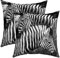 Loussiesd 2er Set Kissenbezüge Zebra Kissenbezüge 50x50cm Wilde Tiere Dekokissen für Home Wohnzimmer Dekor Kissenhülle Kissenbezug Umkehrbar Schwarz und Weiß Tiere Dekorative Wurf Dekokissen