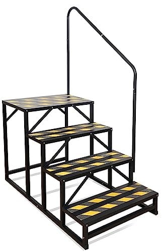 Kinchoix 3-stufige Wohnmobil-Treppe, Whirlpool-Treppe, Outdoor-Spa-Stufenleiter mit Handlauf, tragbare Economy-5. Rad-Treppe für Reiseanhänger, Wohnmobil und Veranda, mit rutschfesten Klebebändern