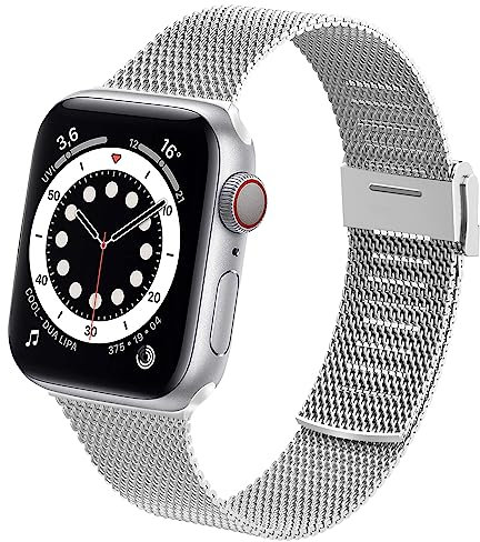 Supore Bracciale per Apple Watch 38mm 40mm 41mm 42mm 44mm 45mm, Acciaio Inox Metallico Morbido Cinturino per iWatch Series 8/7/6/5/4/3/2/1/SE