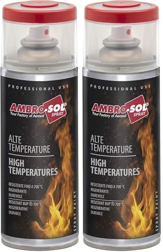 Ambro-Sol | Pintura alta temperatura | Pintura para Radiadores, Hornos y Motores | Pintura en Spray para Metal Blanco, 400 ml, El embalaje puede variar (Paquete de 2)