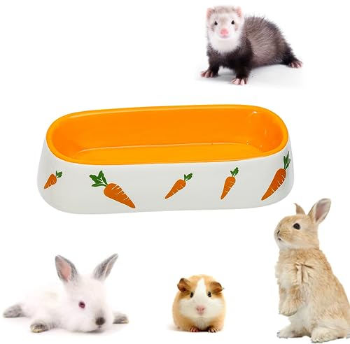 Kaninchen Keramik Futternapf Keramik Kaninchen Keramiknapf für Kleintiere Trinkschale Futterschalen für Hamster Chinchilla Igel Welpen Kätzchen Rennmäuse Frettchen (Lange Schüssel)