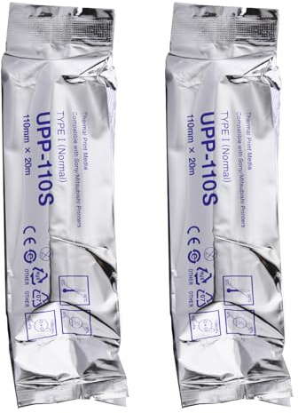 UPP-110S Lot de 2 rouleaux de papier à ultrasons compatible avec Sony Impression thermique UPP 110 110 mm x 20 m