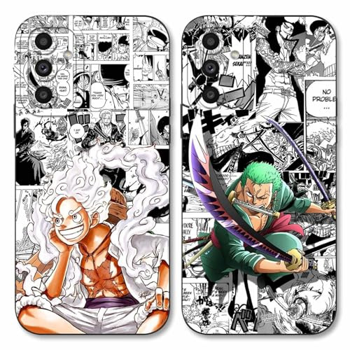 PBNDJVG 2 Stück Handyhülle für Samsung Galaxy A13 5G Hülle 6.5'' Anime Luffy Zoro Gear 5 Sun God Nika Muster Design Manga Case Kameraschutz Schutzhülle TPU Silikon Weich Ultra Dünn Schwarz2