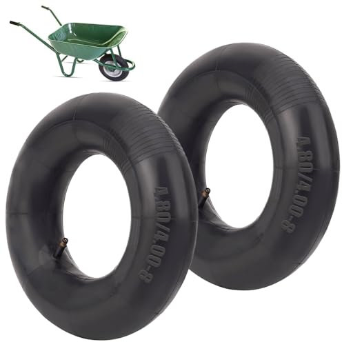 Abiemuce 2PCS Pneumatici con Camera D'aria, 4.80/4.00-8 Pollici Camera D'aria per Ruota Carriola, Camera D'aria per Pneumatico, Camera D'aria per Carrello a Mano, Camera D'aria per Ruota Carriola