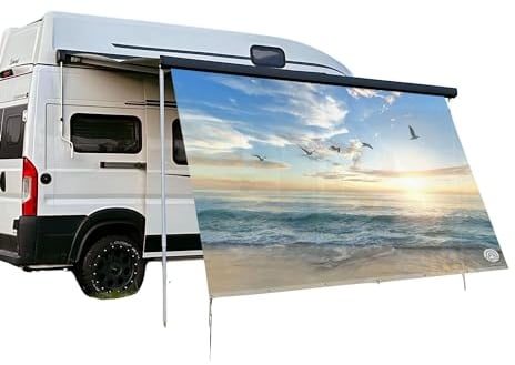 CAMPIDOO Textile Sonnensegel | SEEWMÖWE Fotodruck | Sonnen- und Sichtschutz | Markisen Vorderwand | Kederleisten Befestigung | Camping Zubehör (200cm)